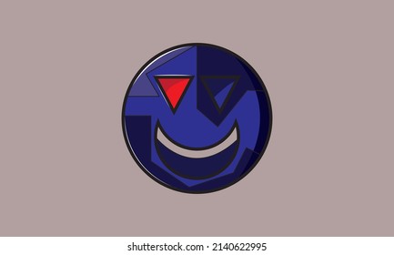 robotic horror pacman smile with blue