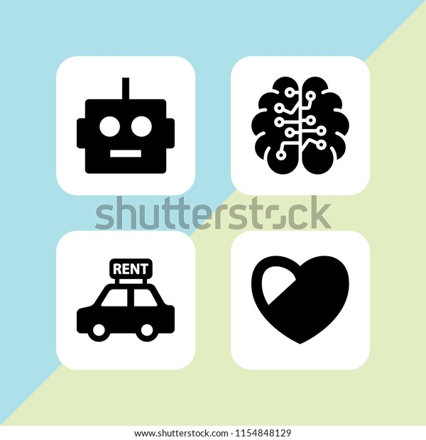 robotic icon. 4 robotic set with surgery, automotive,\
artificial intelligence and robot vector icons for web and mobile\
app