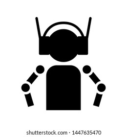 Robotic icon , avatar design template logo , emblm isolated 

illustration , vector outline background white