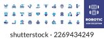 Robotic icon collection. Duotone color. Vector illustration. Containing robotic dog, warehouse, moon rover, waitress, robotic hand, robotics, robot, robot arm, artificial heart, robotic arm.