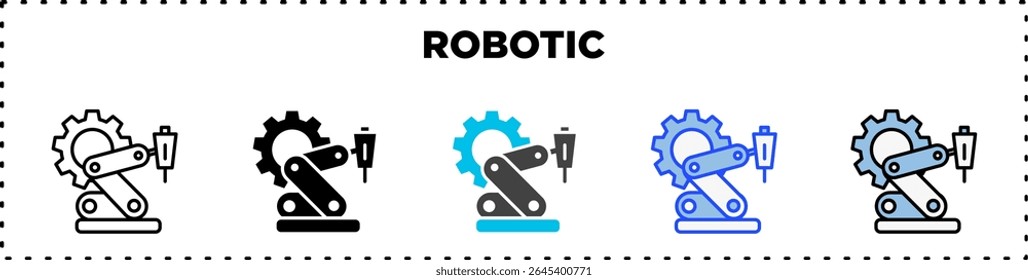 Glifo de línea de paquete de iconos robóticos
