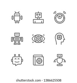 Robotic Icon Set Including Robot, Android, Machine, Domotic, Toy, Artificial Intelligence, Vision, Mind, Chat, Bot