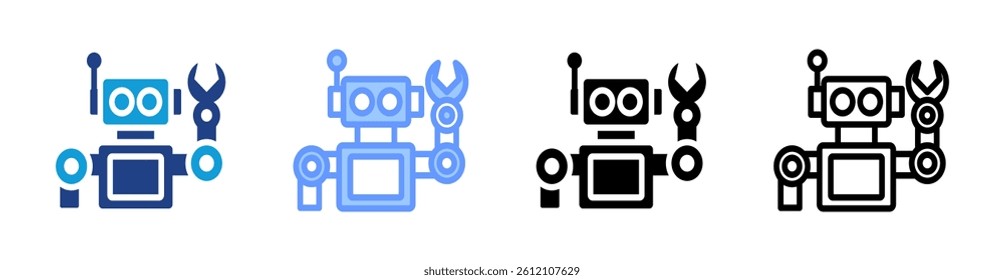 Robotic icon set multiple style collection
