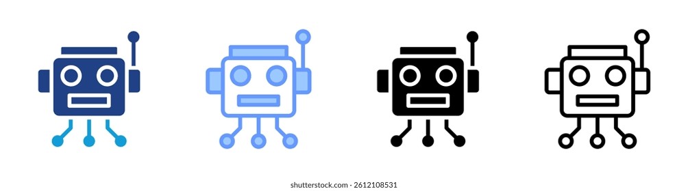 Robotic icon set multiple style collection
