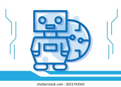 Robotic icon symbol sign from modern artificial intelligence collection for mobile concept and web apps design. Smart robotic and digital technology related vector line icons. 
