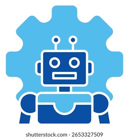 Iconos Robóticos En Estilo Azul, Ilustración vectorial