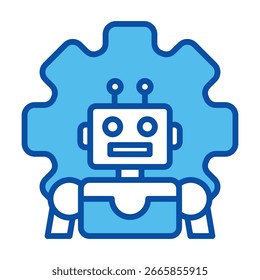 Iconos Robóticos En Estilo Azul, Ilustración vectorial