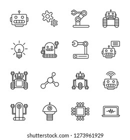 Robotic icons pack. Isolated robotic symbols collection. Graphic icons element