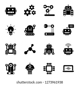 Robotic icons pack. Isolated robotic symbols collection. Graphic icons element