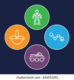 Robotic icons set. set of 4 robotic outline icons such as robot