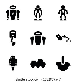 Robotic icons. set of 9 editable filled robotic icons such as robot