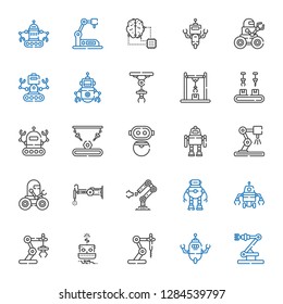 robotic icons set. Collection of robotic with industrial robot, robot, artificial intelligence. Editable and scalable robotic icons.