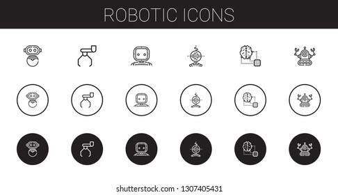robotic icons set. Collection of robotic with robot, artificial intelligence. Editable and scalable robotic icons.