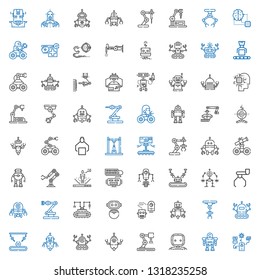 robotic icons set. Collection of robotic with robot, industrial robot, artificial intelligence. Editable and scalable robotic icons.