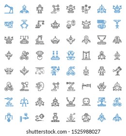 robotic icons set. Collection of robotic with robot, industrial robot, artificial intelligence. Editable and scalable robotic icons.