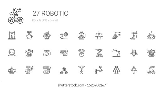 robotic icons set. Collection of robotic with robot, industrial robot. Editable and scalable robotic icons.