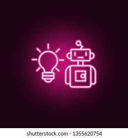 Robotic Idea Neon Icon. Elements Of Artifical Intelligence Set. Simple Icon For Websites, Web Design, Mobile App, Info Graphics