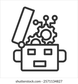 Robotic Intelligence Icon Vector Illustration Outline