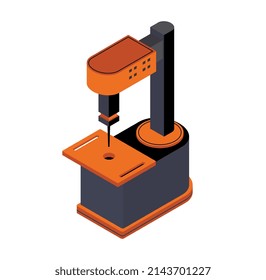 Robotic isometric manipulator. Equipment for manufactory, production of goods. Modern technologies and process automation, company development and cost reduction. Cartoon 3D vector illustration