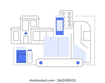 Roboterhebemaschinen isolierten Cartoon-Vektorillustrationen. Klinikmitarbeiter mit Robotikausrüstung, um Versorgungsgüter in Krankenhäusern zu liefern, moderne Technologie, Gesundheitsinnovation Vektorgrafik Cartoon.