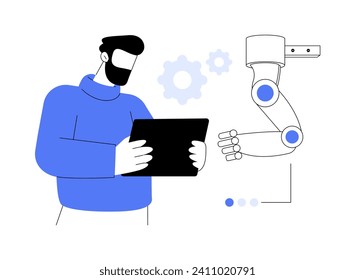 Robotic limb abstract concept vector illustration. Engineer developing robotic limb, scientific innovation, physics industry, artificial arm, prosthesis manufacture abstract metaphor.