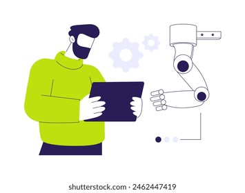 Robotic limb abstract concept vector illustration. Engineer developing robotic limb, scientific innovation, physics industry, artificial arm, prosthesis manufacture abstract metaphor.