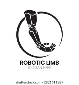 Robotic Limb logo features an elegant mechanical arm extending forward within a circular emblem, representing the fusion of anatomy and machine. This professional, high-tech design is specifically created for companies in the field of prosthetics, advanced automation, robotics manufacturing, bionic research, medical device development, or tech innovation, seeking a brand that reflects sophistication, precision, and the future of human physical enhancement.