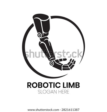 Robotic Limb logo features an elegant mechanical arm extending forward within a circular emblem, representing the fusion of anatomy and machine. This professional, high-tech design is specifically created for companies in the field of prosthetics, advanced automation, robotics manufacturing, bionic research, medical device development, or tech innovation, seeking a brand that reflects sophistication, precision, and the future of human physical enhancement.