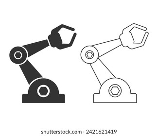 Icono de línea robótica aislado en el signo de vector plano de fondo blanco
