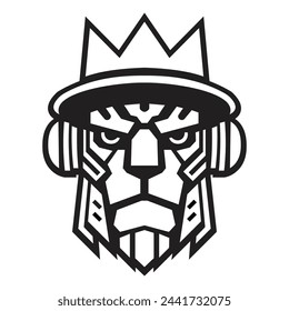 Robotic lion or gorilla face mascot design