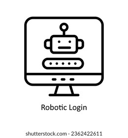 Robotic Login vector  outline Icon Design illustration. Artificial intelligence Symbol on White background EPS 10 File
