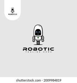 robotic logo design with white background . Vector illustration.