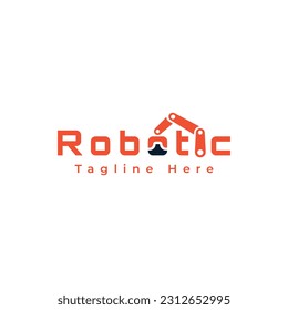 Robotic Logotype, A wordmark created from a stylized typography of the word Robotic with the addition of a minimal element to the letter O and I.