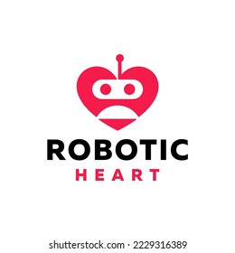 Robotic Love Heart Logo Icon Vector Illustration