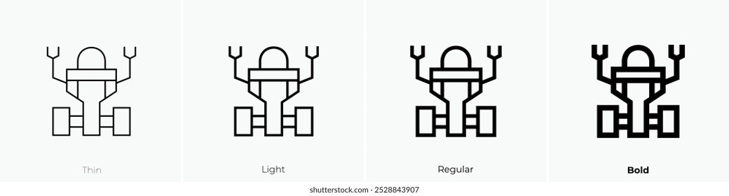 robotic machine icon. Thin, Light Regular And Bold style design isolated on white background