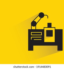 robotic machinery with drop shadow yellow background