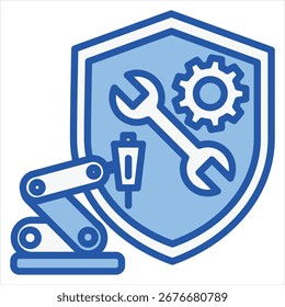 Robotic Maintenance Blue White Single Icon Illustration