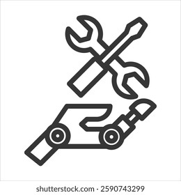 Robotic Maintenance Outline Icon Vector Illustration