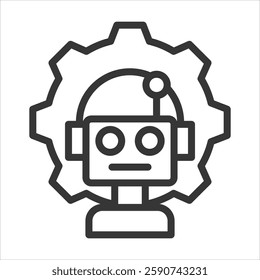 Robotic Manager Outline Icon Vector Illustration