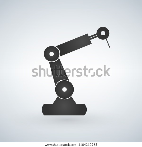 ロボットマニピュレータの黒いシルエットシンボルアイコン ロボットの四肢のロゴ 白い背景にベクターイラスト のベクター画像素材 ロイヤリティフリー