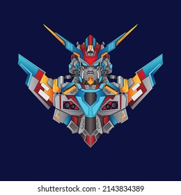vector de diseño de logotipo de mascota robótica con estilo de concepto de ilustración moderno para placa