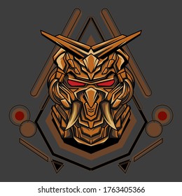 Robotic mecha Head with ornament bacground, eps 10