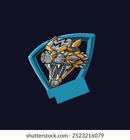 roboter mecha tiger kopf, ideal für esport logo oder maskottchen, können sie ihre team name hinzufügen