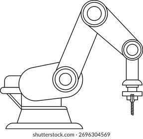 Icono de brazo robótico o mecánico. icono de Vector de robot industrial. signo de brazo robótico . universal . Ilustración vectorial de brazo de robot de línea delgada . Icono mecánico de la máquina del brazo del robot