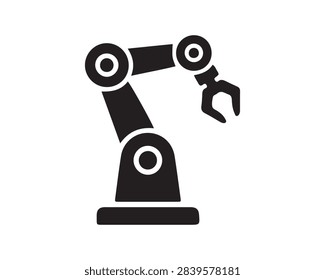 Robotic mechanical arm icon representing automation and modern industrial manufacturing technology with industrial rob