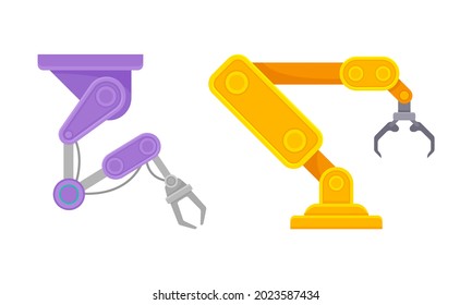 Robotic Mechanical Programmable Arm with Joints for Industrial Assembly Operation Vector Set