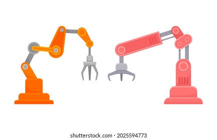 Robotic Mechanical Programmable Arm with Joints for Industrial Assembly Operation Vector Set