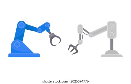 Robotic Mechanical Programmable Arm with Joints for Industrial Assembly Operation Vector Set