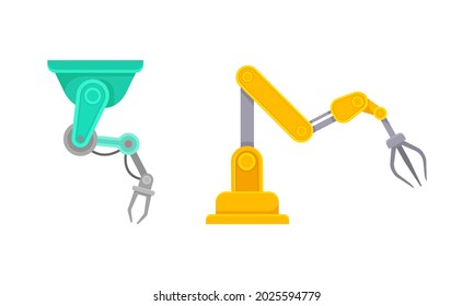 Robotic Mechanical Programmable Arm with Joints for Industrial Assembly Operation Vector Set