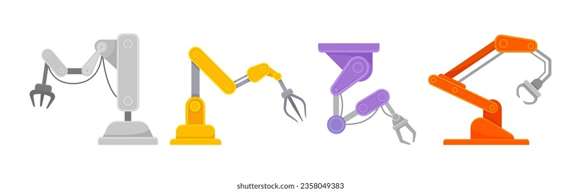 Robotic Mechanical Programmable Arm with Joints for Industrial Assembly Operation Vector Set